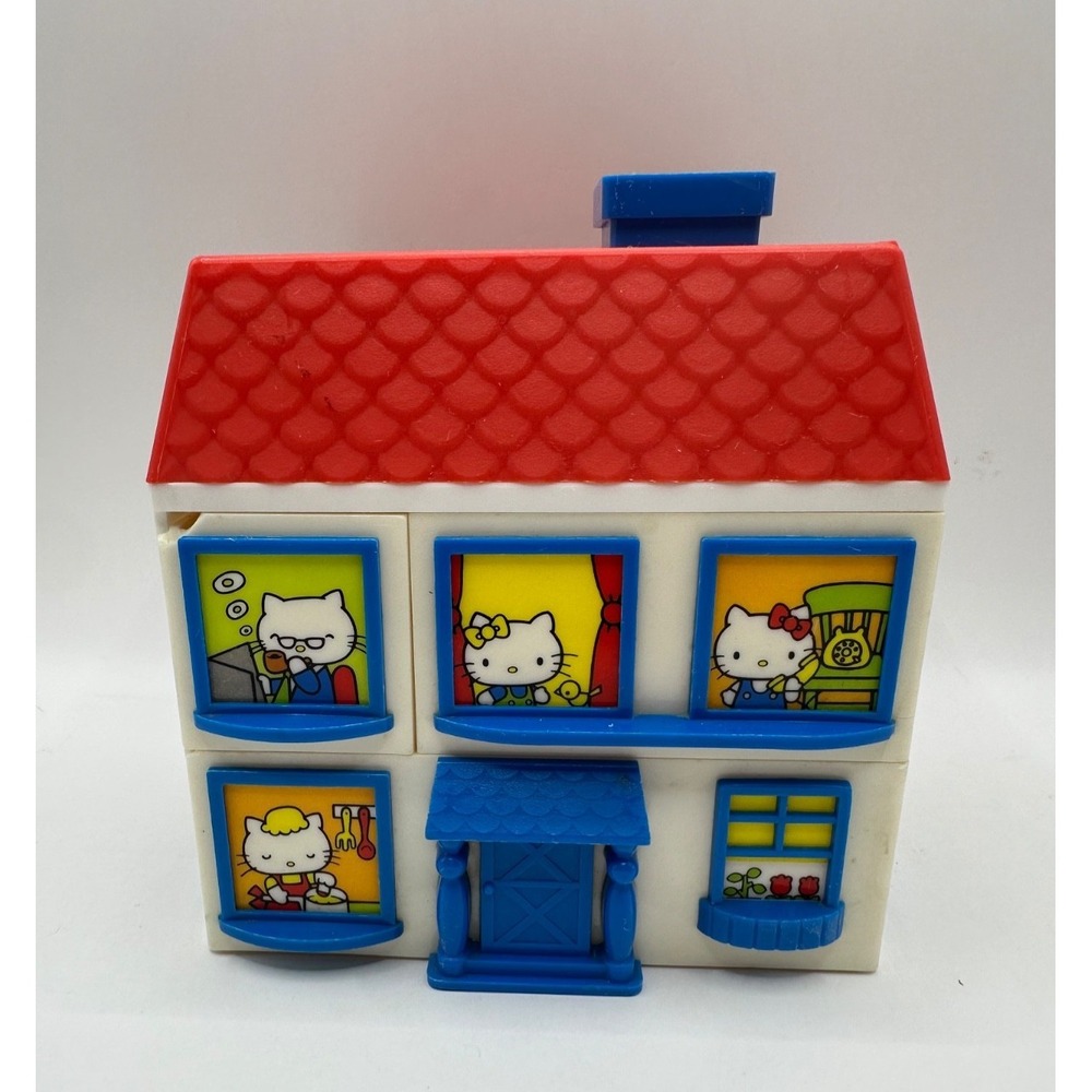 Vintage 1976 Sanrio Hello Kitty Trinket Jewelry Box House w/ Drawers Roof Opens